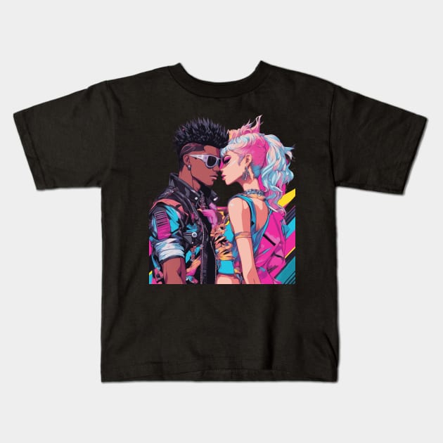 Anime Interracial Love Kids T-Shirt by animegirlnft